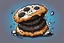 Placeholder: battered deep fried oreo, clean vector style, bold outline