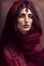 Placeholder: Hyper Detailed Gorgeous Turkish folklore woman, Wearing a maroon Bardot Dress & shawl