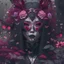 Placeholder: Goth girl, fullbody, intricate, nature, plants, pink, rabbit, blood, butterflies, skulls, raining, mask japan, burning all,raivens,darkred tones,realistic photograph , 3d render, octane render, intricately detailed,