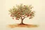 Placeholder: washed color litograph of alone old apple tree on the steep mountain meadow