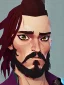 Placeholder: Portrait of a 30 year old strange gay wizard like Jack Sparrow