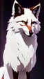 Placeholder: feral, White fur, Werewolf, Red eyes, character, full body portrait, expert, insanely detailed, 4k resolution, cinematic smooth, intricate detail, fluffy, award wining portrait, fox, anthropomorphic fox, werefox, male