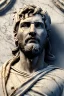 Placeholder: Ultra Realistic image, Roman sculpture, white marble material, Lionel Messi, gold Laurel leaves wreath, renaissance ornaments, one gold star, chisel style, waist up portrait, epic, celestial, cinematic lighting, God light, god rays, 4k resolution, smooth details, ornate details, soft lighting, unreal engine 5, marble background.