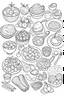 Placeholder: outline art for kawai food white background, sketch style, only use outline, clean line art no shadows and clear and well outlined