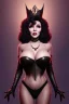 Placeholder: Joan Collins as evil queen in black leather, leather, busty, cleavage, angry, stern look. character design by cory loftis, fenghua zhong, ryohei hase, ismail inceoglu and ruan jia. unreal engine 5, artistic lighting, highly detailed, photorealistic, fantasy