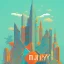 Placeholder: city, tropical, latino, plants, flat design, cover style, 2 colors, graphic illustration