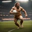 Placeholder: Neandertal jugando fútbol con traje deportivo ultra detallado 8k