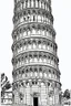 Placeholder: coloring book page of leaning tower of pisa