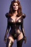 Placeholder: Raquel Welch as evil queen in black leather, leather, busty, cleavage, angry, stern look. character design by cory loftis, fenghua zhong, ryohei hase, ismail inceoglu and ruan jia. unreal engine 5, artistic lighting, highly detailed, photorealistic, fantasy