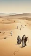 Placeholder: The pilgrims walking in the desert with caravans