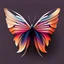 Placeholder: symetry!!, butterfly!!, view from a side, wings waving, logo, NFT, futuristic, colorful, curves, lines, shadow, simple, gradient