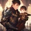 Placeholder: Boy wearing leather armor with family