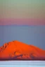 Placeholder: big rock mountains with and orange dawn sky with no clouds. mountains closer to the camara