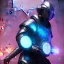 Placeholder: Medium shot Epic Character design, strong Alien Male galaxy void soldier wearing metal armor with glow, mist, photorealistic, octane render, unreal engine 5 style, ultra detailed, volumetric lighting, Dark Alien planet, wearing helmet with mask