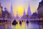 Placeholder: Sunny day, futuristic city, futuristic cars, alfred sisley impressionism painting