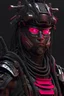 Placeholder: Fully armored cyberpunk samurai, photorealistic
