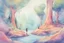 Placeholder: concept art water color style for teenagers in other planet having adventure two teenagers mystery weird cretures trees exiting colorful