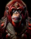 Placeholder: Orangutan Assassin gothic full-plane symmetrical design full frontal view full body hyper-detailed hyper-realistic 8k ink art