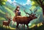 Placeholder: Girl,deer horns, , brown hair, deer ears, forest , mountain,collar on neck