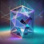 Placeholder: 3d holographic geometric shape isolated on space infinit background