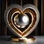 Placeholder: A magnificent golden and silver heart-shaped sign adorned with a stunning golden sphere encrusted with sparkling diamond clusters at its center, elegantly spinning in position.