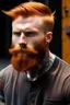 Placeholder: ginger man, beard, tattoos, small hair on top,