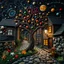 Placeholder: Photograph hasselblad h6d400c --ar 85:128 --v 6.0 of a fairy old bewitched street, tree, made of felt, art, tiltshift, 3d deep field, galaxies and planets, needlepoint, Joan Miró, odd, abstract, expressionist style, colorful holiday