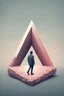 Placeholder: Illustration of man walking on Penrose triangle, surreal concept