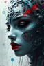 Placeholder: Princess Dayan,Digital art, image, super detail, complex composition, masterpiece, close-up, glow, abstract, surreal, bright colors, shades of gray, turquoise, scarlet, Jeremy Mann, Celtic Mythology, Ink Splatter Art, glamorous and aesthetic