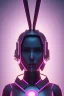 Placeholder: MCU Portrait, Front image, cyberpunk Asian rabbit mask, black pink color, latex dress, highly detailed, concept art, smooth, unreal engine 5, god rays, ray tracing, RTX, lumen lighting, ultra detail, volumetric lighting, 3d, finely drawn, high definition, high resolution.