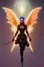 Placeholder: steampunk angel flying in a starry night, pale, golden glow, majestic