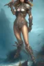 Placeholder: lady warrior with no top big bobs in the ocean