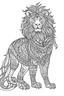 Placeholder: Outline for lion coloring page with witch, white background sketch style full body, only use online , mandalas style clean line art white background, no shadows and clear and will outlined