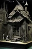 Placeholder: A gray tricky witch's cottage designed in Javanese shadow puppets painted by Raymond Duchamp-Villon
