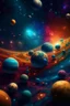 Placeholder: 56. space, galaxy, cluster of large planets in one place, in the center of the planet "time", nebulae at the edges of the galaxy, hyperrealism, microdetalization, surreal, detailed, 3d, 8k, colorful, professional photo, HDR, hyper detail, realistic, high resolution, quality, accuracy, clarity, sharpness