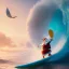 Placeholder: Santa standing of surfboard surfing a big wave, surfboard, beach, character design by cory loftis, fenghua zhong, ryohei hase, ismail inceoglu and ruan jia. unreal engine 5, artistic lighting, highly detailed, photorealistic, fantasy