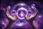 Placeholder: kundalini, connected to the universe, few colours of galaxy, holding galaxies in few hands in glass balls, purple colours