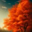 Placeholder: silhouette, trees en fleurs, future art, crépuscule , brown oranger, vibrant Color,