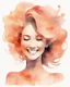 Placeholder: abstract woman smiling silhouette and hair light peach colors watercolor draw