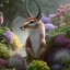 Placeholder: pixar style, volumetric summer garden environment and background, realistic painting of gazelle, looking excited, volumetric lighting, dramatic lighting, detailed digital painting, extreme dense and fine fur, anime, ornate, colour-washed colors, elegant, small minutiae, tiny features, particulars, centered, smooth, sharp focus, renderman gofur render, 8k, uhd, detailed eyes, realistic shaded volumetric lighting, sunlight caustics, backlight, centered camera view