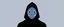 Placeholder: 8 bit pixelart of a shadow figure with a white smooth wide smiling mask