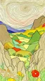 Placeholder: Many colors, peaceful, Egon Schiele, Max Ernst, night sky filled with galaxies and stars, rock formations, trees, flowers, one-line drawing, sharp focus, 8k, deep 3d field, intricate, ornate, one million strokes