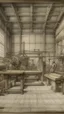 Placeholder: A light gray mechanical workshop painted by Leonardo da Vinci