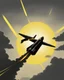 Placeholder: A black missile flying in the sky with a yellow dot