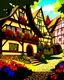 Placeholder: german medieval village with flowers rpg art painterly