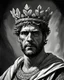 Placeholder: Brutus ,in ancient Rome , wearing a crown of laurels, Chiaroscuro, hyper realism, realistic, highly detailed, high contrast black and white, sharp
