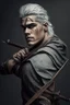 Placeholder: gladiator gray hair young medieval man with a longbow