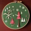 Placeholder: exquisite whimsical christmas forest in embroidery hoop, intricate, highly detailed, linen and wood backdrop