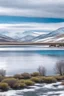 Placeholder: paisaje del sur argentino, con lago, día frio y nevado