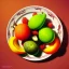 Placeholder: a plate of various alien fruits from another planet, photograph